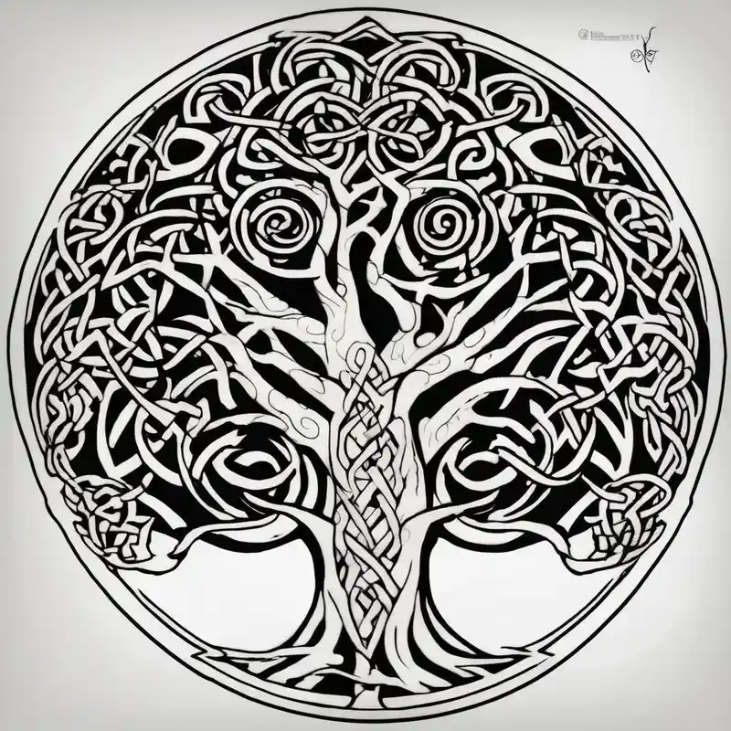 Irish shoulder tattoo, that is non-religious and has a Celtic tree floral sleeve tattoo